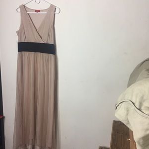 Tiffi XLarge Beige Full Length Dress NWOT